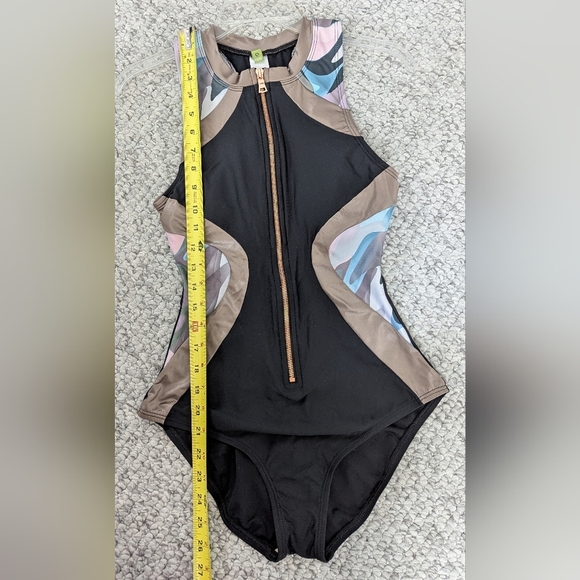NWOT Next Womens (Medium) Front Zip Black & Metallic Racerback Bathing/Swim Suit - Picture 8 of 16